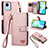 Funda de Cuero Cartera con Soporte Carcasa S07D para Realme C30s Rosa