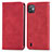 Funda de Cuero Cartera con Soporte Carcasa S08D para Wiko Y82 Rojo