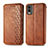 Funda de Cuero Cartera con Soporte Carcasa S09D para Nokia C32 Marron