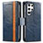 Funda de Cuero Cartera con Soporte Carcasa S10D para Samsung Galaxy S23 Ultra 5G Azul