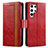 Funda de Cuero Cartera con Soporte Carcasa S10D para Samsung Galaxy S23 Ultra 5G Rojo