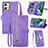 Funda de Cuero Cartera con Soporte Carcasa S14D para Motorola Moto G54 5G Morado