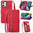 Funda de Cuero Cartera con Soporte Carcasa S14D para Motorola Moto G54 5G Rojo