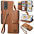 Funda de Cuero Cartera con Soporte Carcasa S15D para Huawei Honor 90 5G Marron