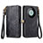 Funda de Cuero Cartera con Soporte Carcasa S17D para Huawei Mate 60 Negro