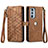 Funda de Cuero Cartera con Soporte Carcasa S17D para Motorola Moto Edge Plus (2022) 5G Marron