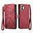 Funda de Cuero Cartera con Soporte Carcasa S17D para Nothing Phone 2 Rojo