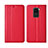 Funda de Cuero Cartera con Soporte Carcasa T01 para Xiaomi Redmi Note 9 Rojo