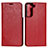 Funda de Cuero Cartera con Soporte Carcasa T01D para Samsung Galaxy S21 FE 5G Rojo