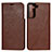 Funda de Cuero Cartera con Soporte Carcasa T01D para Samsung Galaxy S23 Plus 5G Marron Claro