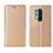 Funda de Cuero Cartera con Soporte Carcasa T03 para OnePlus 8 Pro Oro