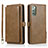 Funda de Cuero Cartera con Soporte Carcasa T03 para Samsung Galaxy Note 20 5G Marron