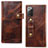 Funda de Cuero Cartera con Soporte Carcasa T04 para Samsung Galaxy Note 20 5G Marron