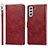 Funda de Cuero Cartera con Soporte Carcasa T04D para Samsung Galaxy S21 5G Rojo