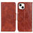 Funda de Cuero Cartera con Soporte Carcasa T05 para Apple iPhone 13 Marron