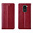 Funda de Cuero Cartera con Soporte Carcasa T05 para Xiaomi Redmi Note 9 Rojo