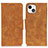 Funda de Cuero Cartera con Soporte Carcasa T06 para Apple iPhone 14 Marron Claro