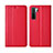 Funda de Cuero Cartera con Soporte Carcasa T06 para Huawei P40 Lite 5G Rojo