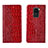 Funda de Cuero Cartera con Soporte Carcasa T06 para Xiaomi Redmi Note 9 Rojo