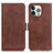 Funda de Cuero Cartera con Soporte Carcasa T07 para Apple iPhone 13 Pro Max Marron