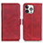 Funda de Cuero Cartera con Soporte Carcasa T07 para Apple iPhone 13 Pro Max Rojo