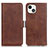 Funda de Cuero Cartera con Soporte Carcasa T07 para Apple iPhone 14 Marron