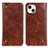 Funda de Cuero Cartera con Soporte Carcasa T08 para Apple iPhone 13 Marron