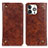 Funda de Cuero Cartera con Soporte Carcasa T08 para Apple iPhone 15 Pro Marron