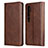 Funda de Cuero Cartera con Soporte Carcasa T08 para Xiaomi Mi Note 10 Pro Marron