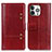 Funda de Cuero Cartera con Soporte Carcasa T10 para Apple iPhone 14 Pro Max Rojo