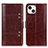 Funda de Cuero Cartera con Soporte Carcasa T10 para Apple iPhone 15 Marron