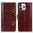 Funda de Cuero Cartera con Soporte Carcasa T10 para Apple iPhone 15 Pro Marron