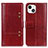 Funda de Cuero Cartera con Soporte Carcasa T10 para Apple iPhone 15 Rojo