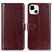 Funda de Cuero Cartera con Soporte Carcasa T12 para Apple iPhone 13 Marron