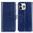 Funda de Cuero Cartera con Soporte Carcasa T12 para Apple iPhone 14 Pro Azul