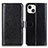 Funda de Cuero Cartera con Soporte Carcasa T12 para Apple iPhone 15 Plus Negro