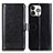 Funda de Cuero Cartera con Soporte Carcasa T12 para Apple iPhone 16 Pro Max Negro