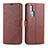 Funda de Cuero Cartera con Soporte Carcasa T12 para Huawei Honor 20 Pro Marron