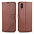 Funda de Cuero Cartera con Soporte Carcasa T12 para Xiaomi Redmi 9i Marron