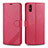 Funda de Cuero Cartera con Soporte Carcasa T12 para Xiaomi Redmi 9i Rojo