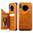 Funda de Cuero Cartera con Soporte Carcasa T14 para Huawei Mate 30 5G Naranja