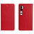 Funda de Cuero Cartera con Soporte Carcasa T16 para Xiaomi Mi Note 10 Pro Rojo