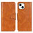 Funda de Cuero Cartera con Soporte Carcasa T17 para Apple iPhone 13 Marron