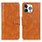 Funda de Cuero Cartera con Soporte Carcasa T17 para Apple iPhone 14 Pro Max Marron