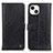 Funda de Cuero Cartera con Soporte Carcasa T18 para Apple iPhone 14 Negro