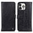 Funda de Cuero Cartera con Soporte Carcasa T18 para Apple iPhone 14 Pro Max Negro