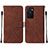 Funda de Cuero Cartera con Soporte Carcasa Y01B para Oppo A55S 5G Marron