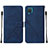 Funda de Cuero Cartera con Soporte Carcasa Y01B para Samsung Galaxy A12 Azul