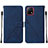 Funda de Cuero Cartera con Soporte Carcasa Y01B para Vivo iQOO U3 5G Azul