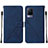 Funda de Cuero Cartera con Soporte Carcasa Y01B para Vivo V21 5G Azul